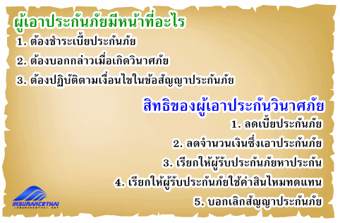 หน้าที่และสิทธิของผู้เอาประกันวินาศภัย