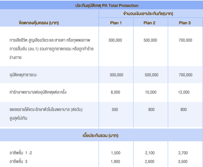 ประกันอุบัติเหตุ PA Total Protection – LMG