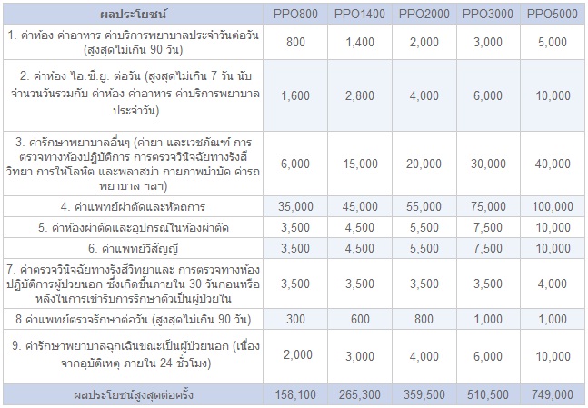 สัญญาเพิ่มเติม ประกันสุขภาพผู้ป่วยใน (PPO) – ING