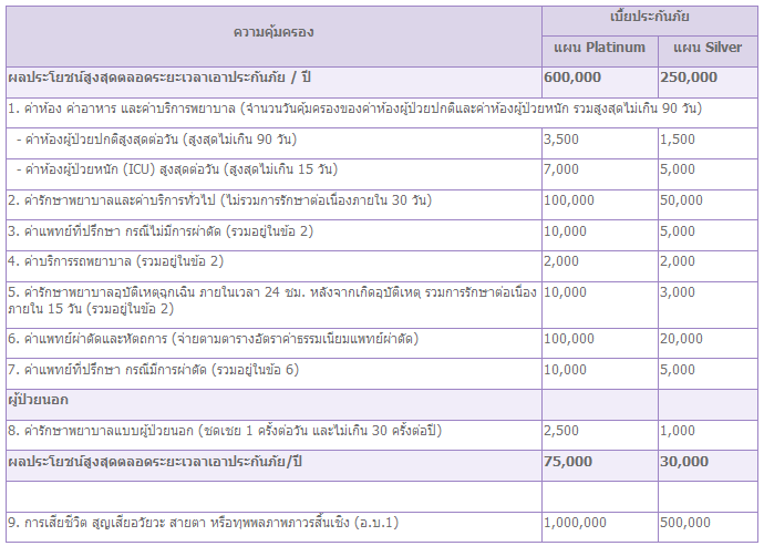 ประกันภัยชดเชยค่ารักษาพยาบาล (รักษ์สุข)